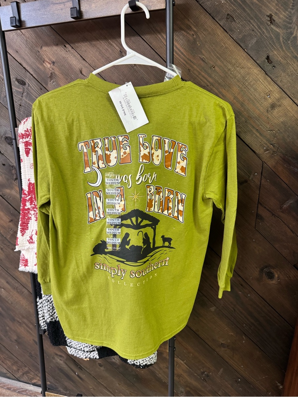 Simply Southern Kids 'True Love Was Born in the Barn' Long Sleeve Tee - Green